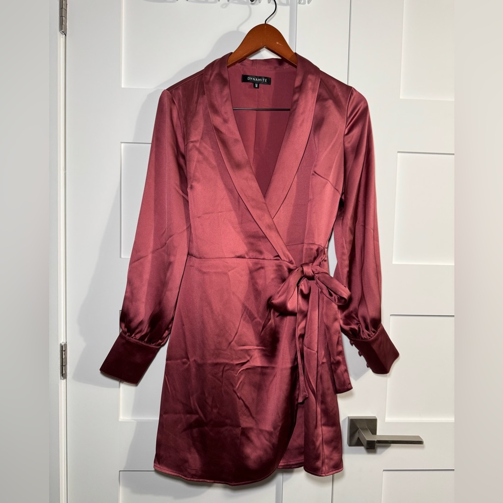 Burgundy fancy wrap around dress